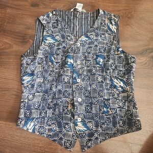 Vintage Studio JPR 100% Silk Reversible Button Down Vest Women's Size Small